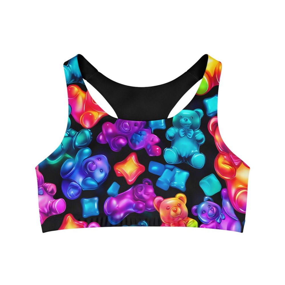 DISCOLEMONADE,Neon,Candy Bear, Sports Bra, Rave Top, Gym Bra, Festival, Athletic